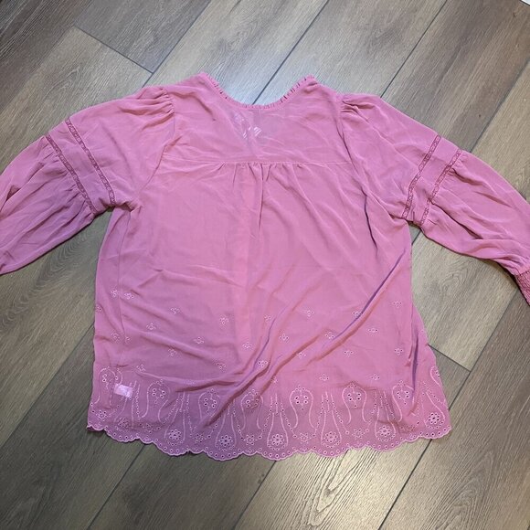 Torrid NWT Chiffon Smocked Collar Eyelet Embroidered Blouse Mauvewood Size 3X - Picture 10 of 11
